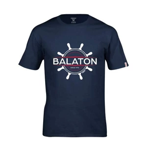 Dressa Balaton feliratos környakú rövid ujjú pamut póló - sötétkék (S-4XL)