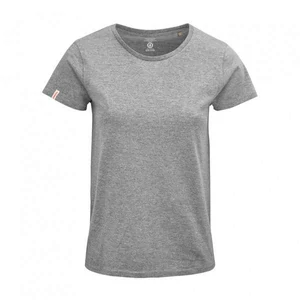 Dressa Basic női környakú rövid ujjú biopamut póló- melírszürke  (S-3XL)