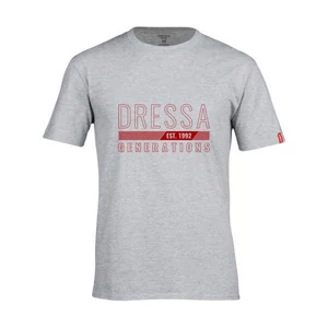 Dressa Generations feliratos környakú rövid ujjú pamut póló - melírszürke (S-4XL)