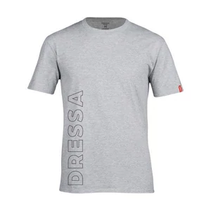 Dressa Outline feliratos környakú rövid ujjú pamut póló - melírszürke (S-4XL)