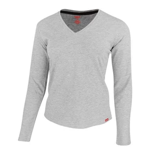 Dressa Premium hosszú ujjú V nyakú női pamut póló- melírszürke (S-XXL)