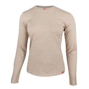 Dressa Premium hosszú ujjú környakú női pamut póló- homok (S-XXL)