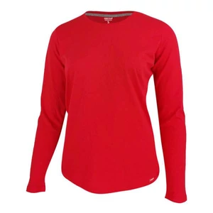 Dressa Premium hosszú ujjú környakú női pamut póló-piros (S-XXL)