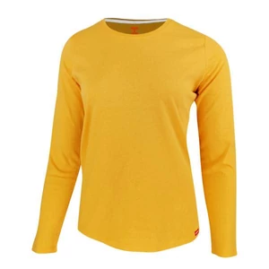 Dressa Premium hosszú ujjú környakú női pamut póló-sárga (S-XXL)