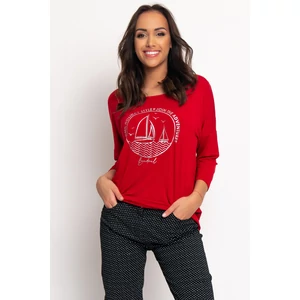 Budmil női 3/4-es ujjú felső - piros (XS-3XL)