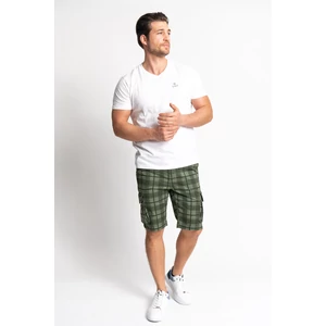 Budmil férfi vászon oldalzsebes bermuda - khaki-kockás (S-XXXL)