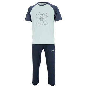 Dressa Home űrhajós mintás rövid ujjú férfi pamut pizsama - kék (M-XXL)