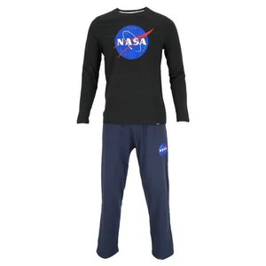 Nasa Insignia hosszú ujjú férfi pamut pizsama - fekete (M-XXL)