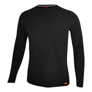 Dressa Premium hosszú ujjú környakú férfi pamut póló-fekete (S-4XL)
