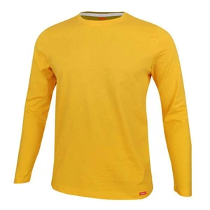 Dressa Premium hosszú ujjú környakú férfi pamut póló-sárga (S-4XL)
