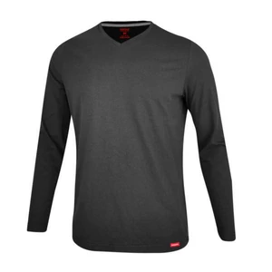 Dressa Premium hosszú ujjú V nyakú férfi pamut póló -sötétszürke (S-4XL)