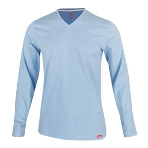 Dressa Premium hosszú ujjú V nyakú férfi pamut póló -világoskék (S-4XL)