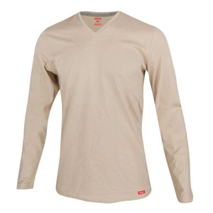 Dressa Premium hosszú ujjú V nyakú férfi pamut póló -homok (S-4XL)