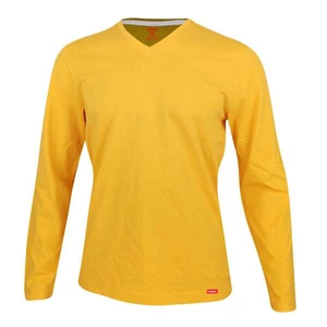 Dressa Premium hosszú ujjú V nyakú férfi pamut póló -sárga (S-4XL)