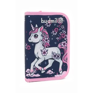 Budmil tolltartó - sötétkék - pink egyszarvú mintás