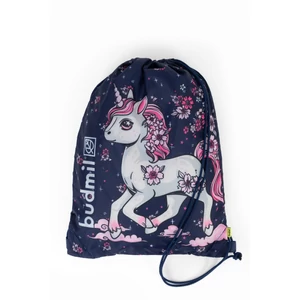 Budmil tornazsák - sötétkék - pink egyszarvú mintás
