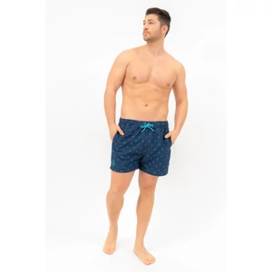 Budmil férfi beach short fürdőnadrág - sötétkék - türkiz mintás