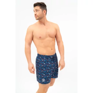 Budmil férfi beach short fürdőnadrág - sötétkék - fehér mintás