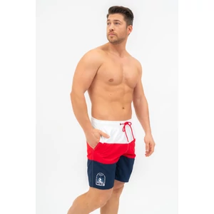 Budmil férfi beach short fürdőnadrág - fehér-piros-sötétkék