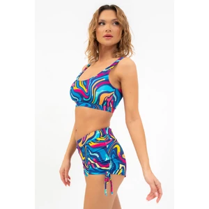 Budmil női bikini felső - sötétkék - színes mintás