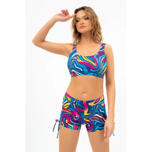 Budmil női bikini short - sötétkék - színes mintás