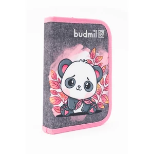 Budmil tolltartó - szürke melír - rózsaszín panda mintás