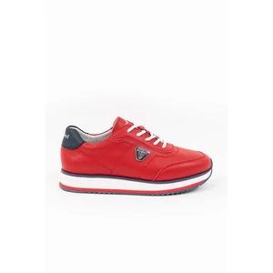 Budmil női utcai bőrcipő sneaker - piros