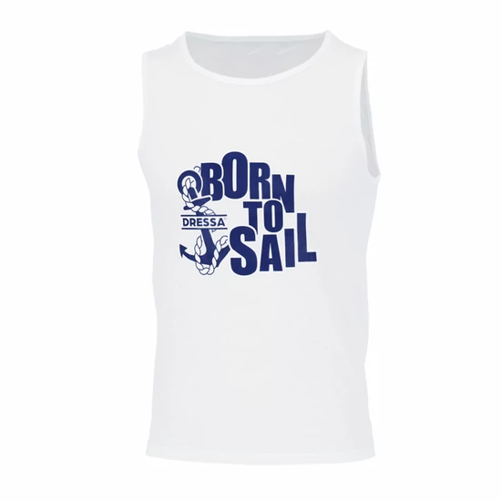 Dressa Sailor horgony mintás férfi pamut trikó - fehér  (S-5XL)