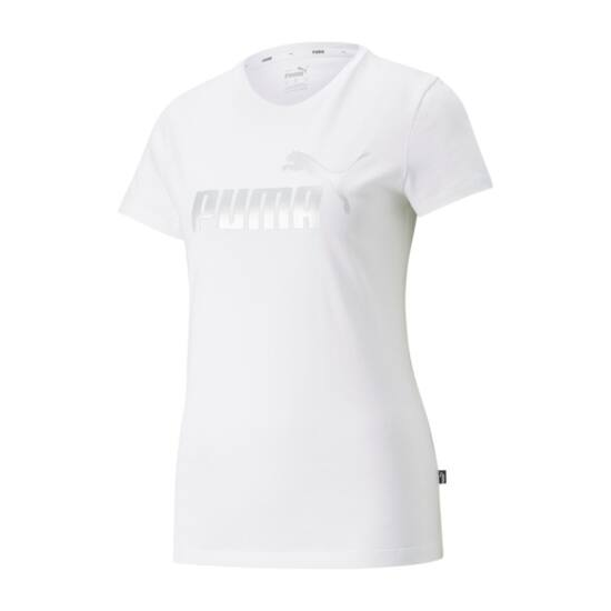 ESS+ Metallic Logo Tee Puma női póló White-silver