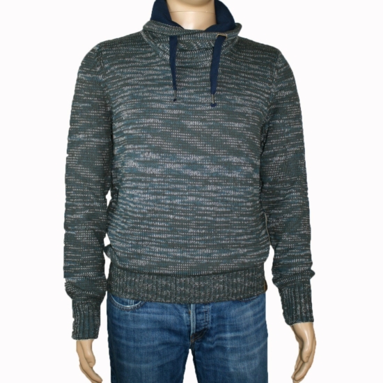 TOM TAILOR férfi vastag kötött pulóver, khaki márványos színvilággal, 3023222.00.10 modell