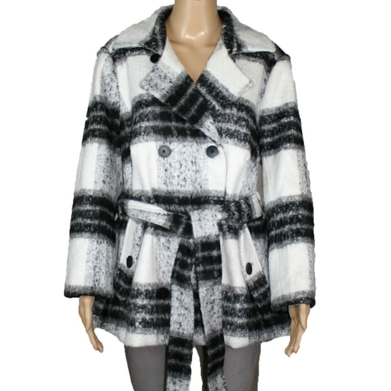 S. OLIVER női gyapjú kabát, fehér és fekete színvilággal, 46.809.51.4891 modell