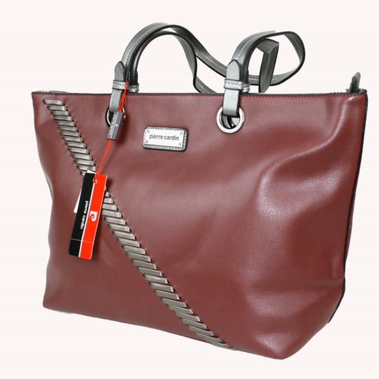 PIERRE CARDIN női nagy méretű táska bordó színben 92613 IZA286 modell