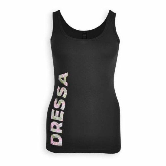 Dressa Active terepmintás feliratos női pamut trikó - fekete 