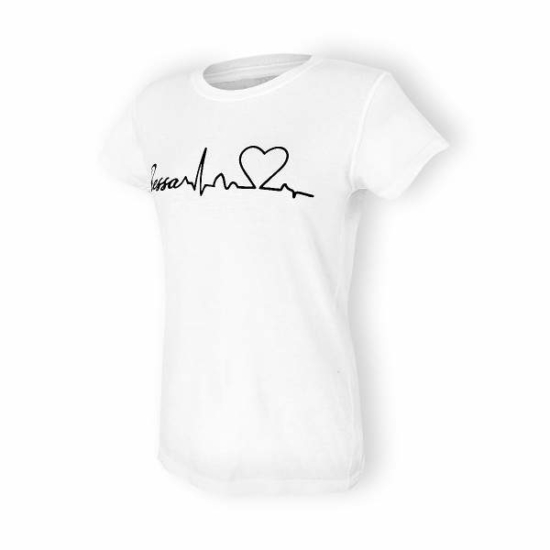 Dressa Cuore EKG szívdobbanás mintás pamut női póló - fehér (S-XXL)