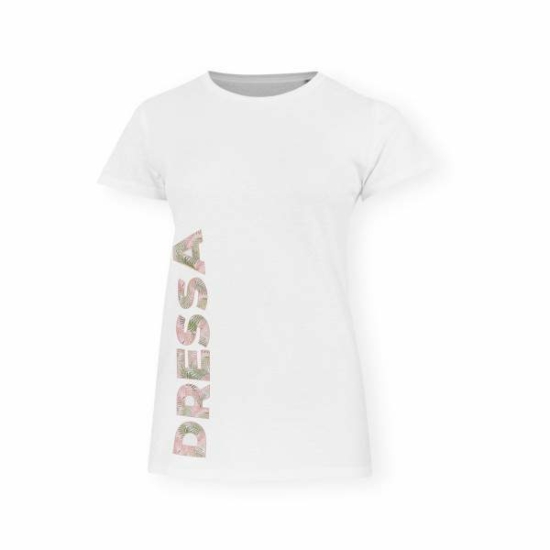 Dressa Urban pálmafa mintás feliratos karcsúsított női biopamut póló - fehér