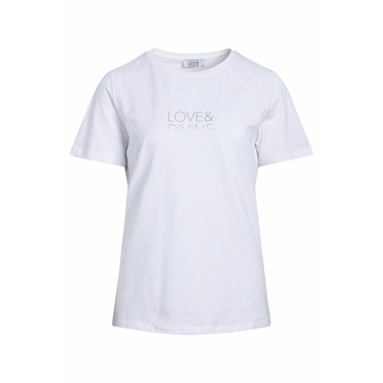 LOVE&amp;DIVINE női póló, kellemes fehér színvilággal, LOVE-TEE(2) modell
