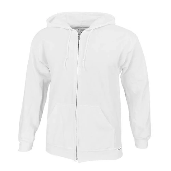Dressa Basic cipzáros pamut kapucnis pulóver- fehér (S-5XL)