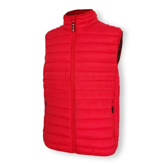 Dressa Basic könnyű tokba hajtható steppelt cipzáros férfi mellény - piros (S-4XL)