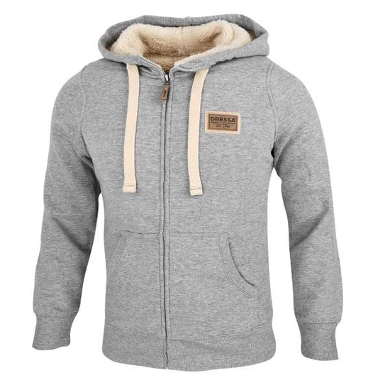Dressa Home cipzáros kapucnis sherpa bundás bélelt pulóver - melírszürke (S-XXL)