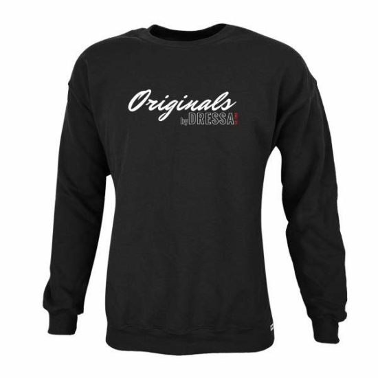 Dressa Originals feliratos környakú pamut pulóver - fekete (S-5XL)