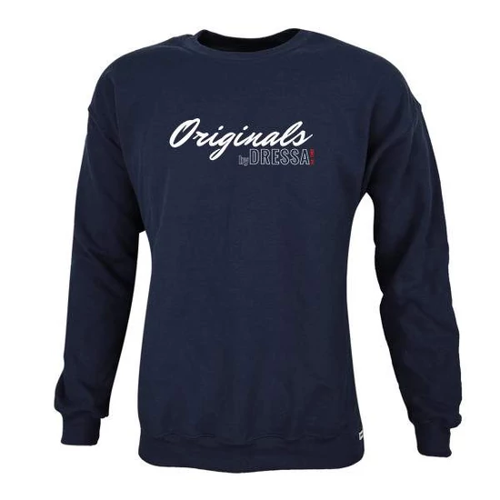 Dressa Originals feliratos környakú pamut pulóver - sötétkék (S-5XL)
