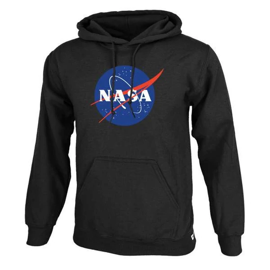Nasa Insignia kenguruzsebes pamut kapucnis pulóver - fekete (S-5XL)