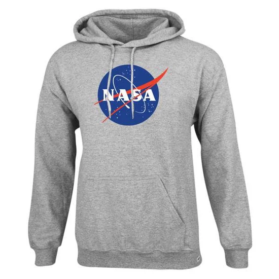 Nasa Insignia kenguruzsebes pamut kapucnis pulóver - melírszürke (S-5XL)