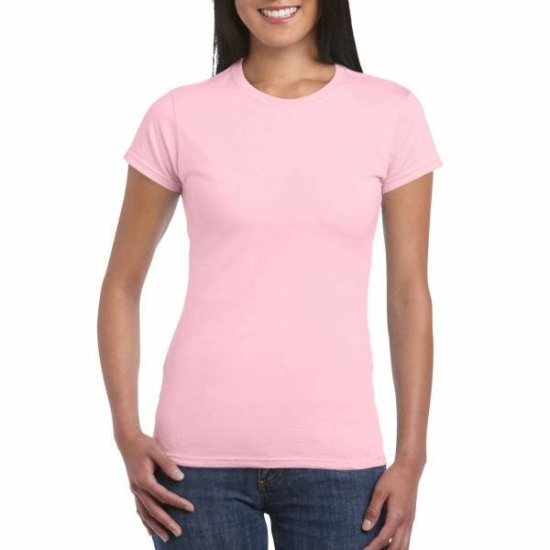 Gildan 64000L női környakú rövid ujjú póló -világos rózsaszín (S-XXL)
