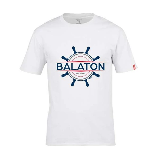Dressa Balaton feliratos környakú rövid ujjú pamut póló - fehér (S-4XL)
