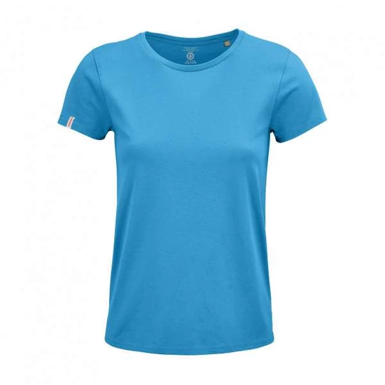 Dressa Basic női környakú rövid ujjú biopamut póló- aqua (kék) (S-XXL)