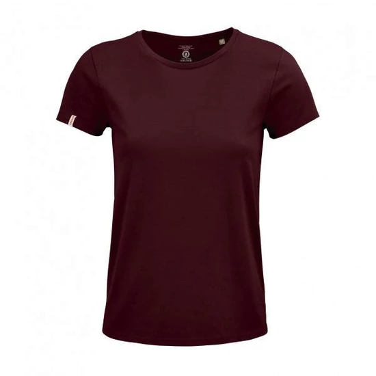 Dressa Basic női környakú rövid ujjú biopamut póló- burgundy (S-XXL)