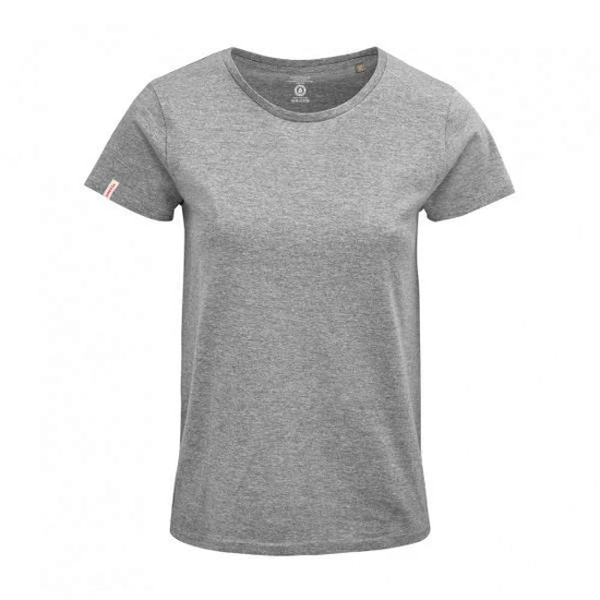 Dressa Basic női környakú rövid ujjú biopamut póló- melírszürke  (S-3XL)