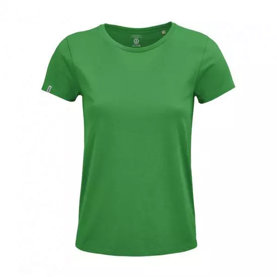 Dressa Basic női környakú rövid ujjú biopamut póló- kelly zöld (S-XXL)