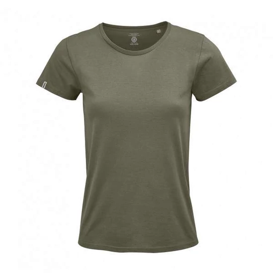 Dressa Basic női környakú rövid ujjú biopamut póló- khaki (S-XXL)